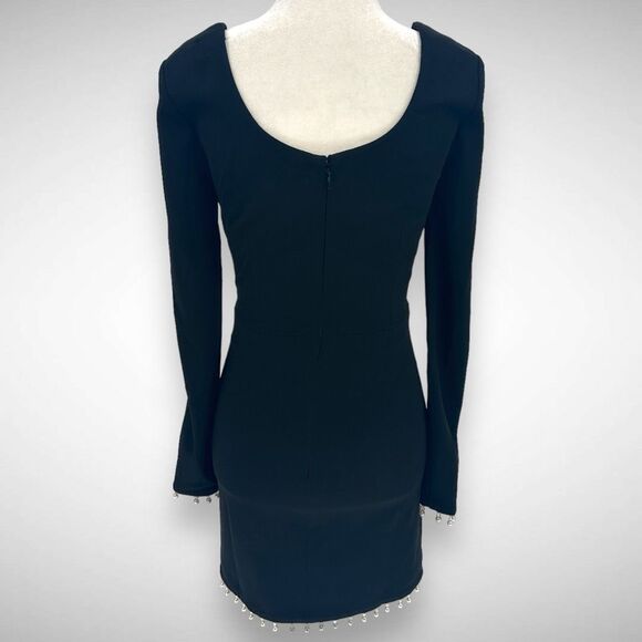 Dress the Population Pearl Trim Ronin Black Mini Dress Size X-Small LBD Cocktail - Picture 5 of 9